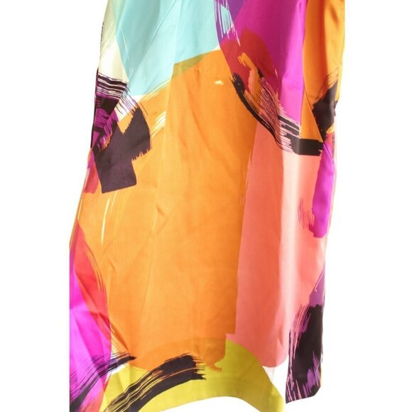 NWT ANN TAYLOR Abstract Cocktail Modern Art Mini Satin Dress Size 6 Multicolor - Picture 7 of 13